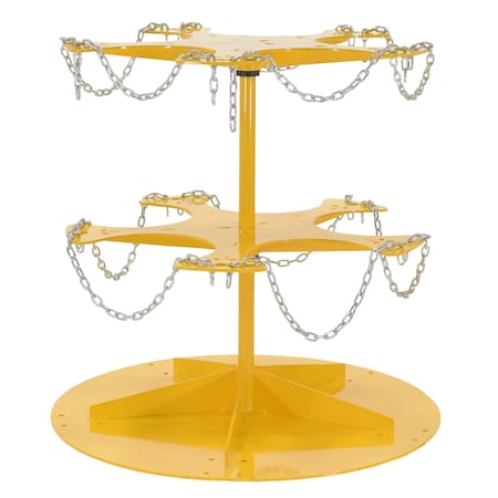 Vestil Steel 5 Gallon Pail Carousel Rack, 10 Pails 350 lbs. Capacity Per Shelf Yellow PAIL-T2-CAR-10